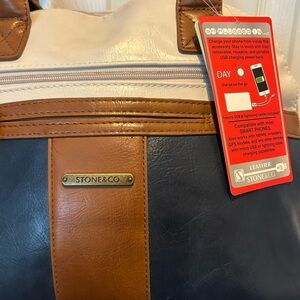 Stone & Co. Leather Women’s Bag - Navy and Tan